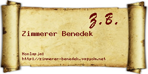 Zimmerer Benedek névjegykártya